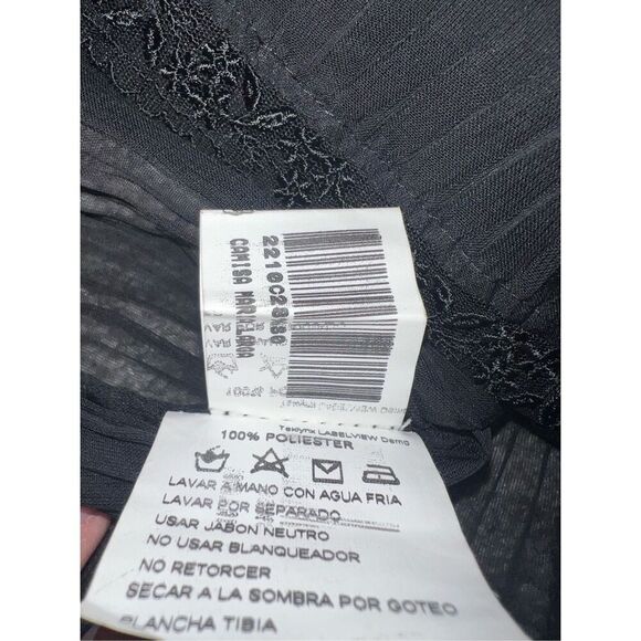 las papas top size xs black sheer Sleeveless Collar Button Gothic Emo Minimalist - Picture 5 of 7